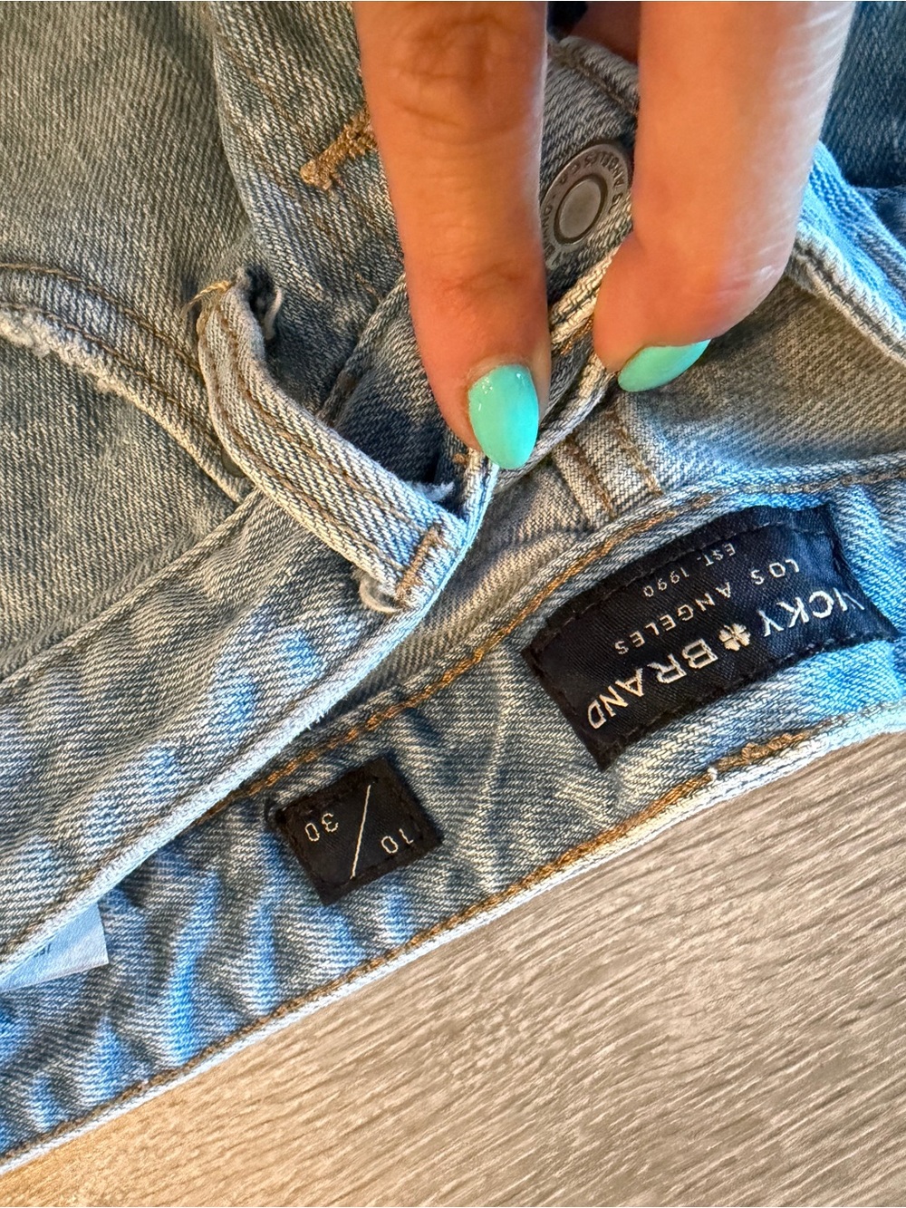 Lucky Brand Light Blue Distressed Denim Button-Fly Shorts - Picture 2 of 3
